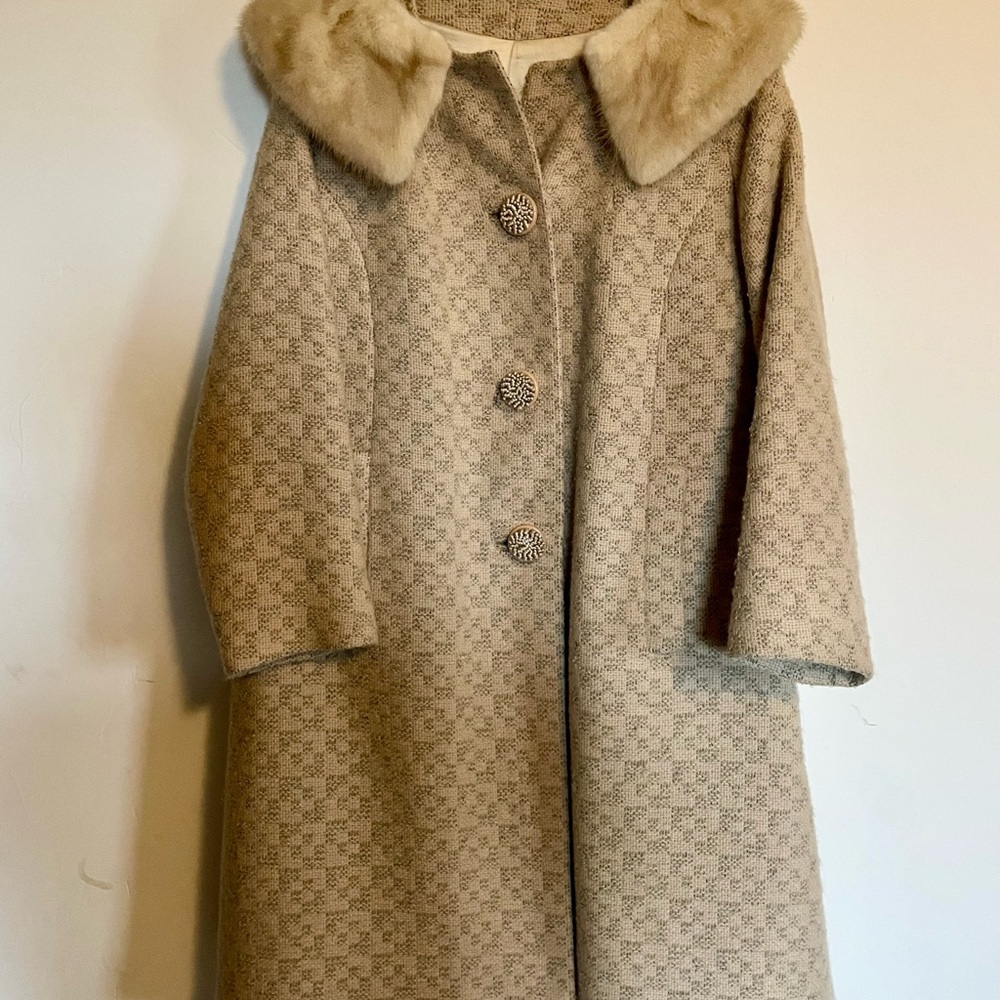 Vintage 50’s-60’s Wool Coat with Fur Collar